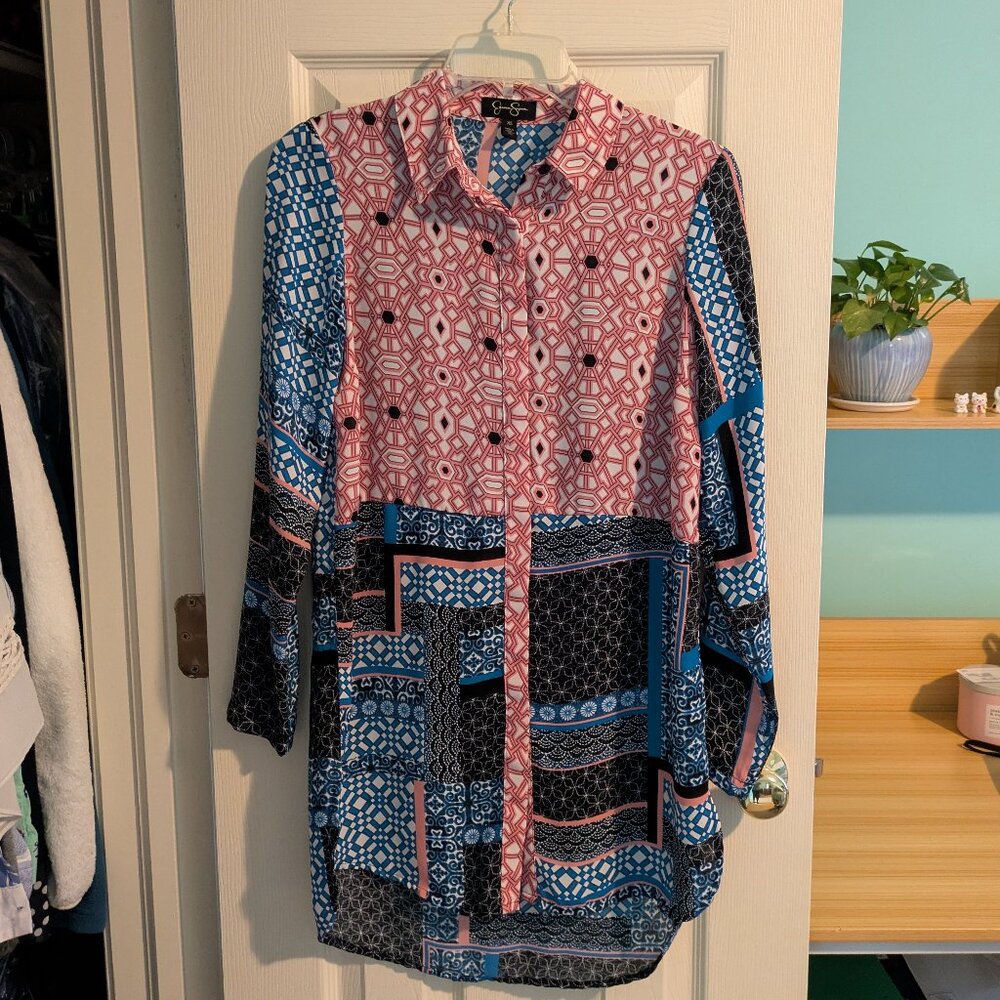 Jessica Simpson Long-Sleeve Geometric Patterned Tunic